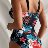 Traje de baño de una pieza con estampado floral