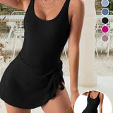 Maillot de baño de una pieza con corte esbelto que moldea el vientre para mujer