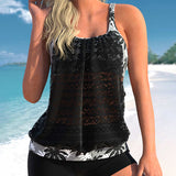 Conjunto de bikini con tirantes recortados en estampado