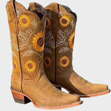 Sun | Botas Vaqueras de Ante con Flores