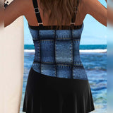 Maillot de Baño Ajustado Estilo Falda con Tirantes