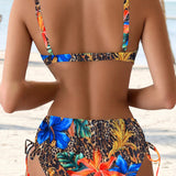 Bikini Bralette Leopardo Impreso Floral