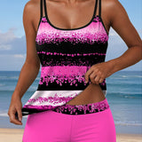 Maillot de baño casual con tirantes y estampado de dos piezas