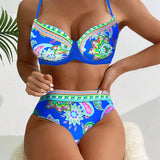 Bikini Bralette Impreso Cachemira Dos Piezas