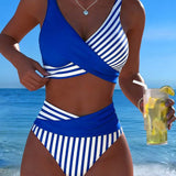 Bikini Cruzado Rayado Impreso