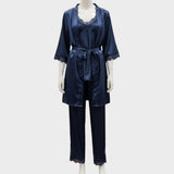 Rebecca | Conjunto de Pijama de 5 Piezas de Encaje Satinado