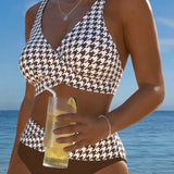 Bikini Pied-De-Poule Pieza Cruzada