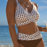 Bikini Pied-De-Poule Pieza Cruzada