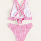Bikini sexy en V profundo de color sólido