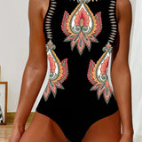 Maillot de Baño Paisley Sin Mangas Monopieza