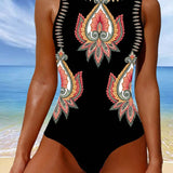 Maillot de Baño Paisley Sin Mangas Monopieza
