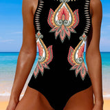 Maillot de Baño Paisley Sin Mangas Monopieza