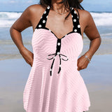 Maillot de baño tankini estampado de lunares