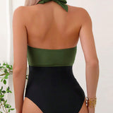 Maillot Sexy De Una Pieza Color Sólido