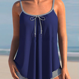 Tankini de dos piezas con tirantes de rayas