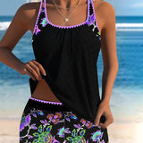 Tankini Floral Cómodo con Short para Niño