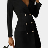 Heidi Vestido Blazer de Doble Botonadura con Corte Estructurado