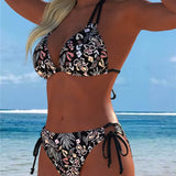 Bikini Floral Halter Para Atar Dos Piezas Bikini