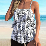 Tankini A La Moda Con Tirantes Impreso Dos Piezas
