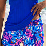Tankini Côtelé Impreso Estilo Boxer