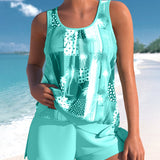 Conjunto de bikini tankini estampado coco