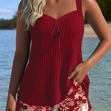 Tankini Rayado de Dos Piezas Corto de Playa