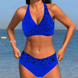 Bikini dos nu impreso patchwork leopardo