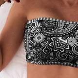 Bañador de Dos Piezas Estampado Estilo Étnico