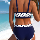 Bikinis de talle alto patchwork con lunares