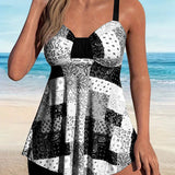 Tankini de Dos Piezas Impreso Boxer