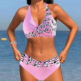 Bikini dos nu impreso patchwork leopardo