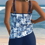 Tankini Impreso Sin Mangas Boxer Dos Piezas