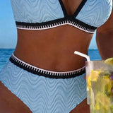 Bikini Bloque de Color Doble Tirante Texturizado