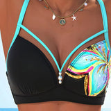Bralette de Bikini con Encaje Impreso