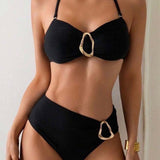 Bikini de Tirantes Cruzados Sólido Sexy
