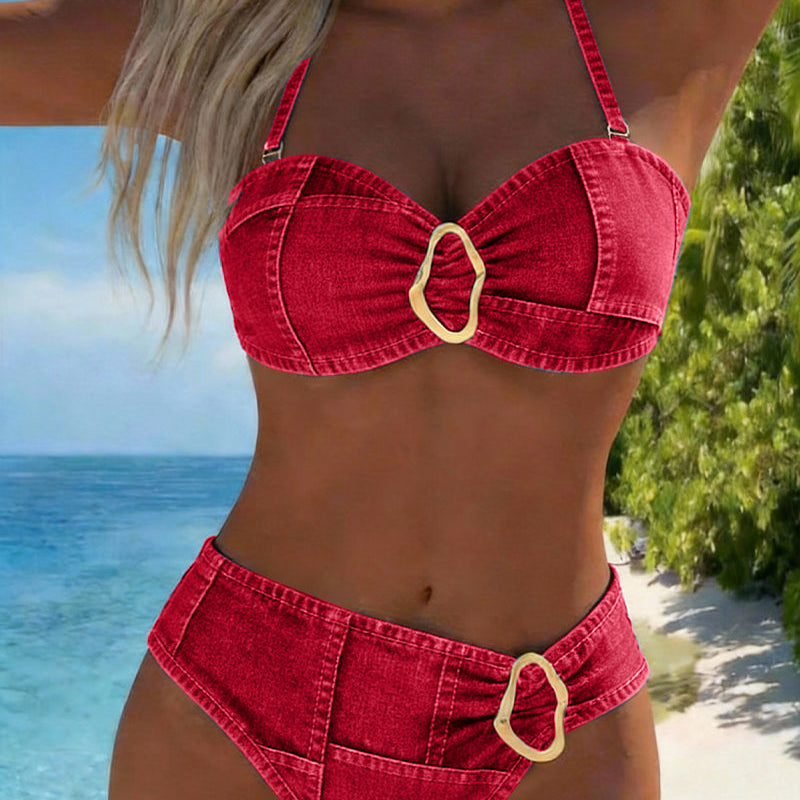 Bikini con Tirantes de Metal de Dos Piezas