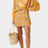 Candela Vestido Boho con Estampado Floral y Escote en V Cruzado