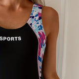 Maillot de Baño de Una Pieza con Corte Plano y Tirantes Deportivos