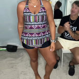 Maillot De Baño Sin Mangas Impreso De Dos Piezas