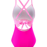 Bañador de color bloque con tirantes cruzados
