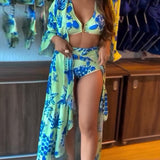 Bañador estampado para las vacaciones con mangas acampanadas