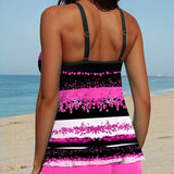 Maillot de baño casual con tirantes y estampado de dos piezas