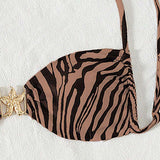 Bikini Sexy de Cebra Impreso con Lazo
