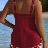 Tankini Rayado de Dos Piezas Corto de Playa