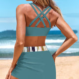 Bikinis de talle alto a rayas