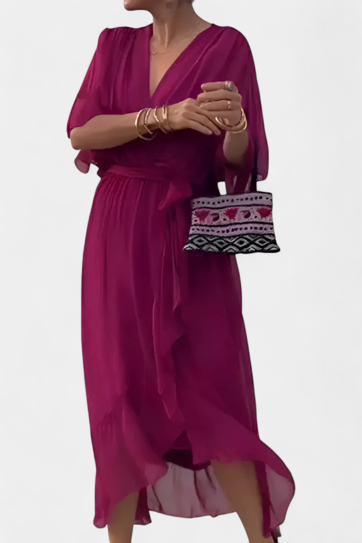 Luisa Vestido Largo con Escote en V y Corte Flowy