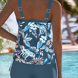Tankini Cuello en U Sin Mangas Impreso