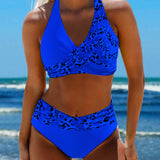 Bikini dos nu impreso patchwork leopardo