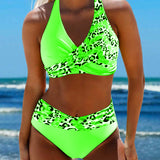 Bikini dos nu impreso patchwork leopardo
