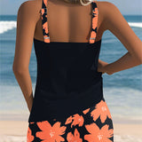 Tankini con escote en U sin mangas estampado boxer